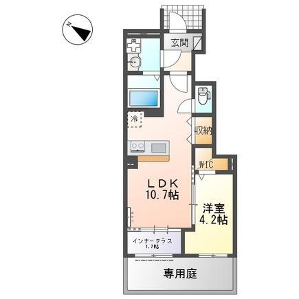 ボンシャンス楠木(1LDK/1階)の間取り写真