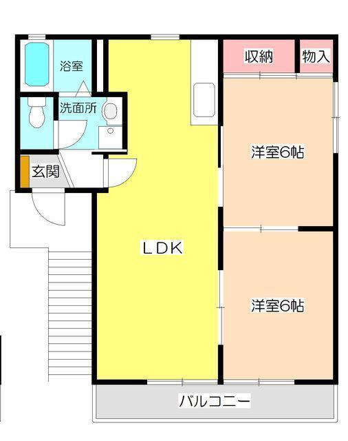 ハイツ荻野A棟(2LDK/2階)の間取り写真