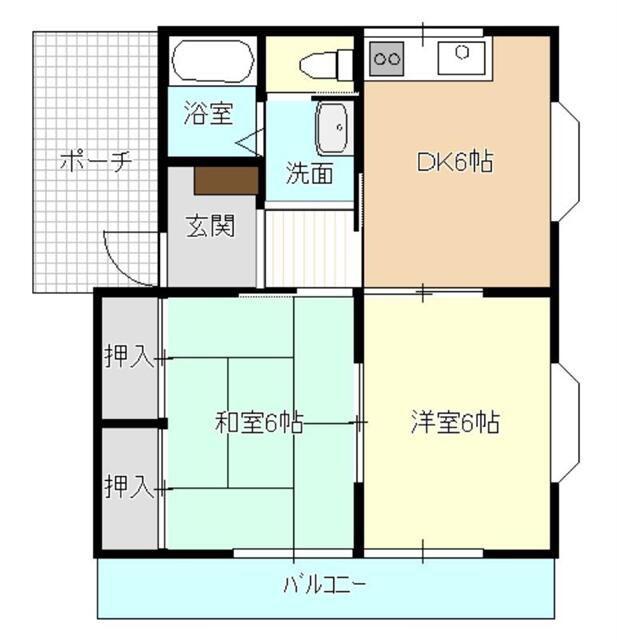 ドエル富塚(2DK/1階)の間取り写真