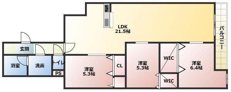 エステート南塚口(3LDK/3階)の間取り写真
