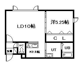 ヒルズシオン(1LDK/1階)の間取り写真