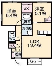 グランフォ一ト A(2LDK/1階)の間取り写真