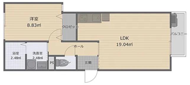 ラウレア本中山(1LDK/2階)の間取り写真