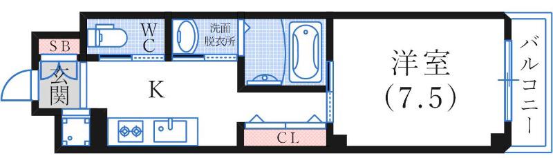 コンソラータ谷上(1K/3階)の間取り写真