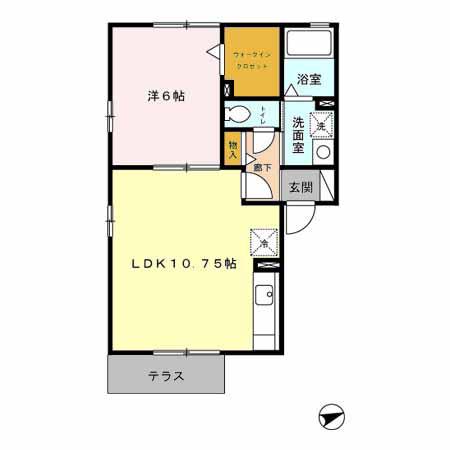 カメリアIII(1LDK/1階)の間取り写真
