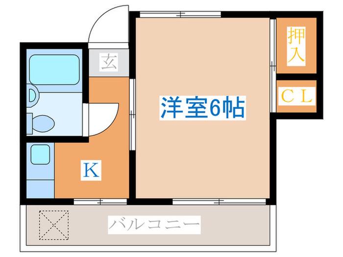 亀山ハイツ(1K/2階)の間取り写真