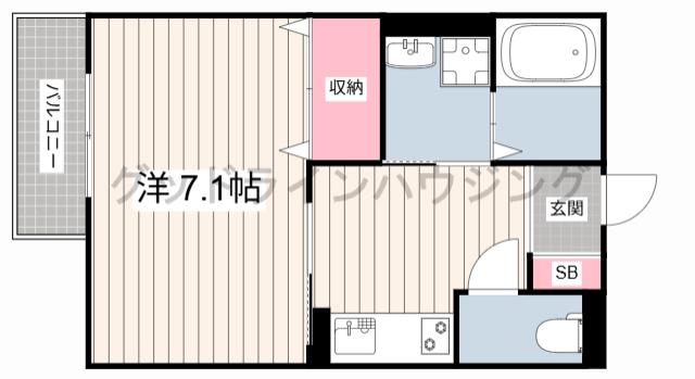 ロイヤルハイツ上本町(1K/1階)の間取り写真