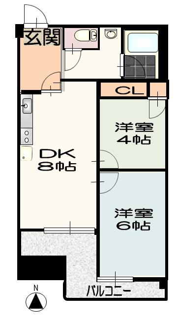 Fメゾン吹上(2DK/4階)の間取り写真