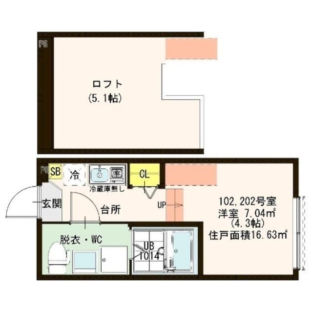 ブランニューデイズ梅島(1K/2階)の間取り写真