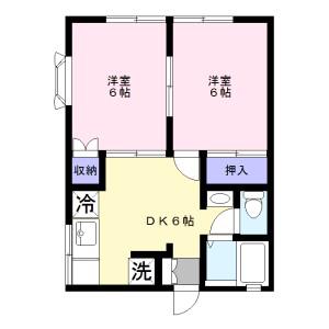 メゾン平台(2DK/1階)の間取り写真