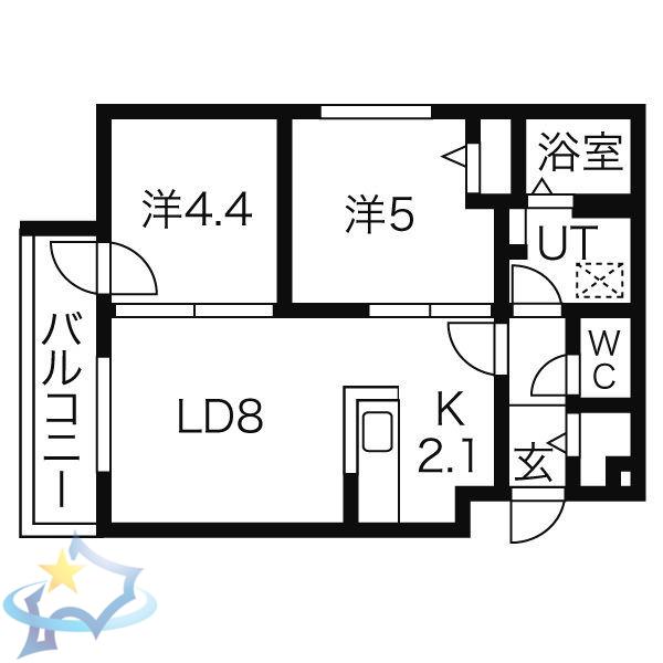 E-HORIZON北円山(2LDK/3階)の間取り写真