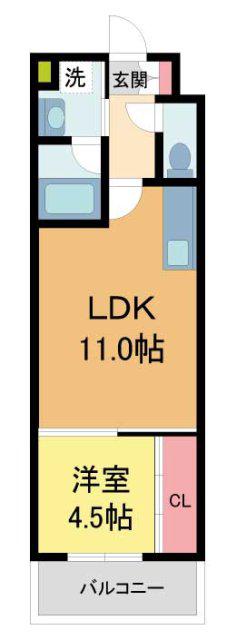 グランツ石橋(1LDK/1階)の間取り写真