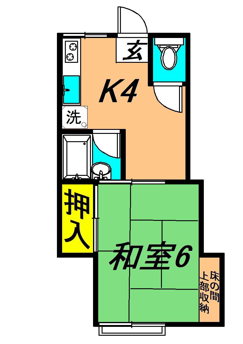 倉田アパート(1K/2階)の間取り写真