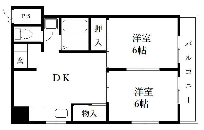 プレリュード篠栗I(2DK/2階)の間取り写真