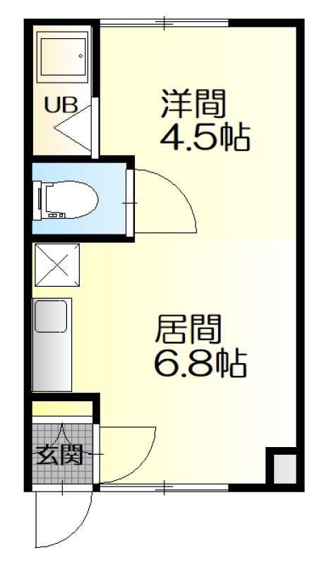 トヨオカ12.1ハイツB(1DK/1階)の間取り写真