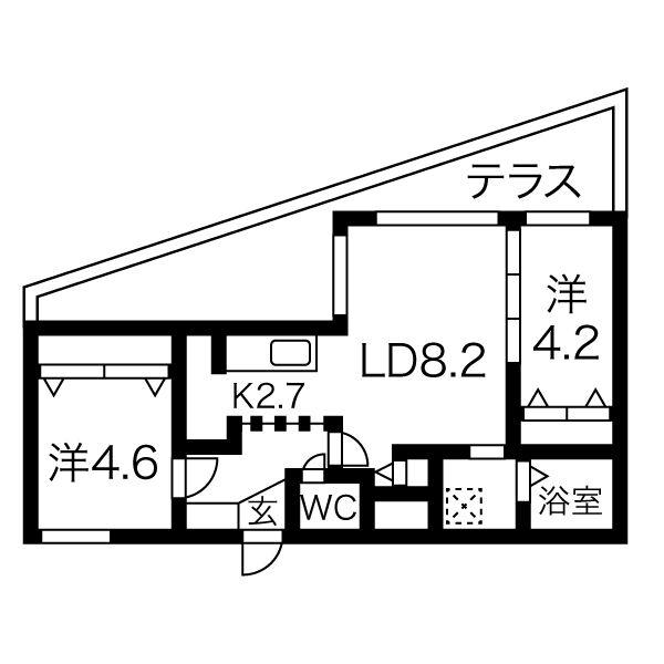ラヴィ菊水(2LDK/1階)の間取り写真