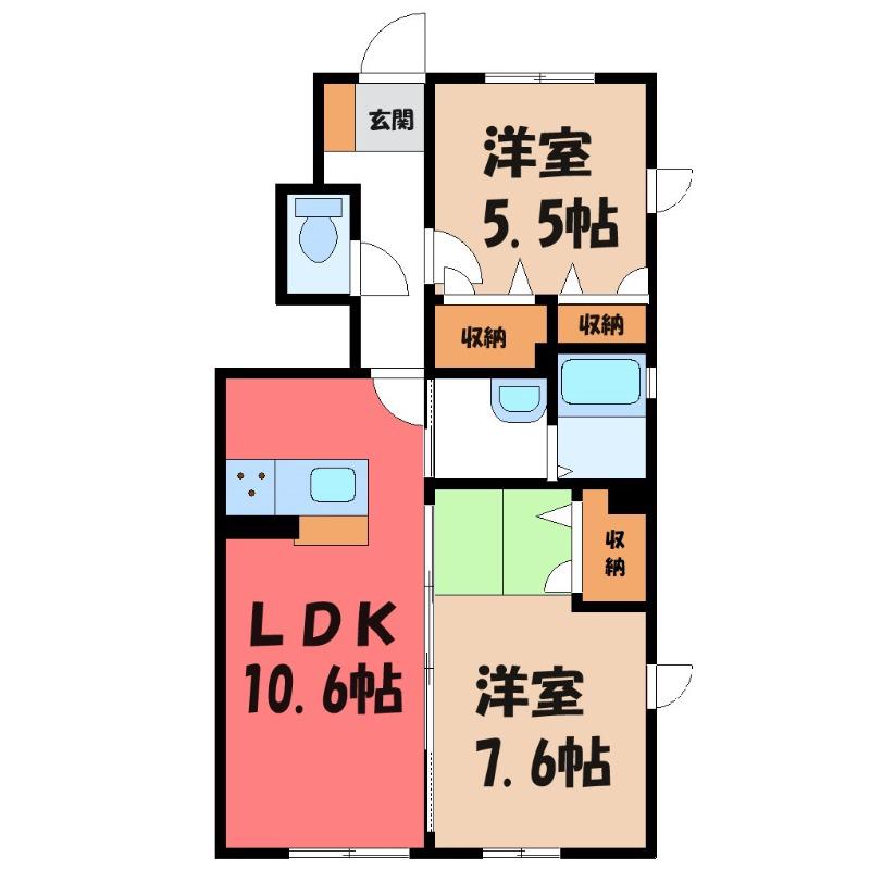 エスポワール(2LDK/1階)の間取り写真