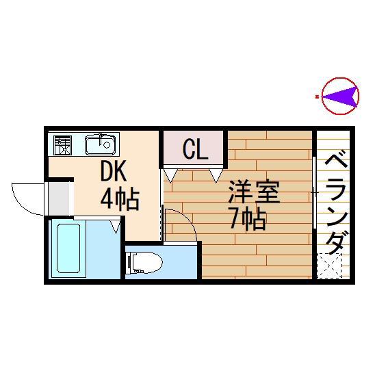 リベットハウス(1DK/1階)の間取り写真