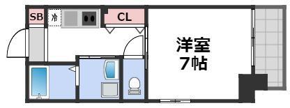 アネスト谷町(1K/8階)の間取り写真