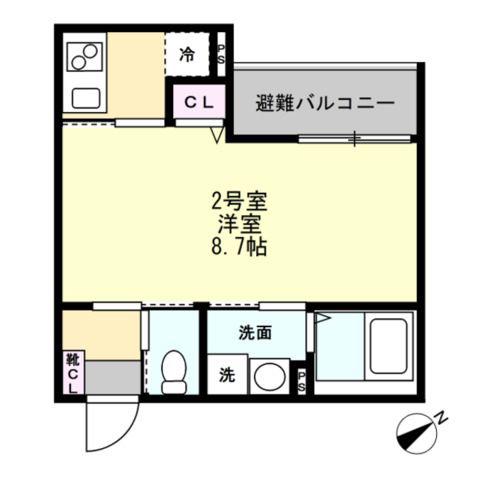 ベイルーム矢部リエート(1K/1階)の間取り写真