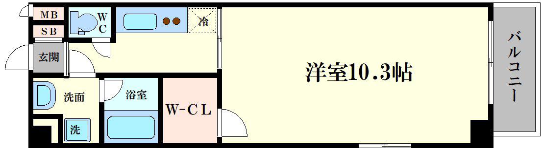 フレンシアノイエ内本町(1K/8階)の間取り写真