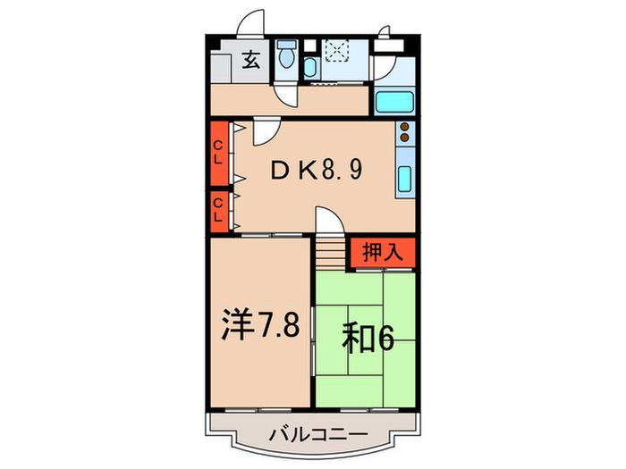 エスポワール上鷺(2DK/1階)の間取り写真