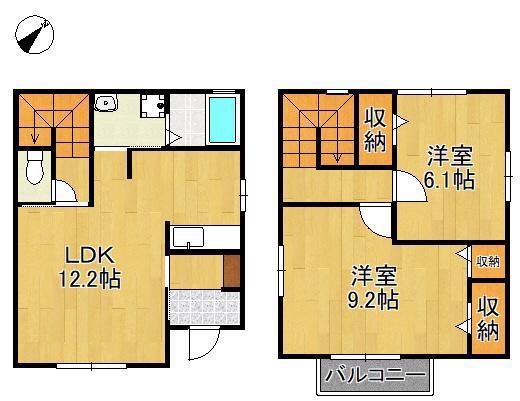 ヴォラーレ学研台I(2LDK/1階)の間取り写真