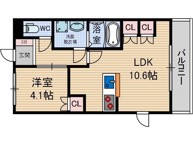 エトワール新在家(1LDK/5階)の間取り写真
