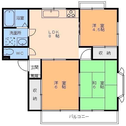 クリスタル・ハイム(3LDK/2階)の間取り写真