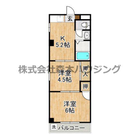 プライムコート(2K/5階)の間取り写真