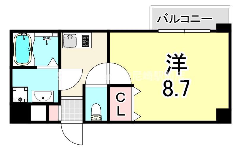 シエテ南塚口(1K/3階)の間取り写真