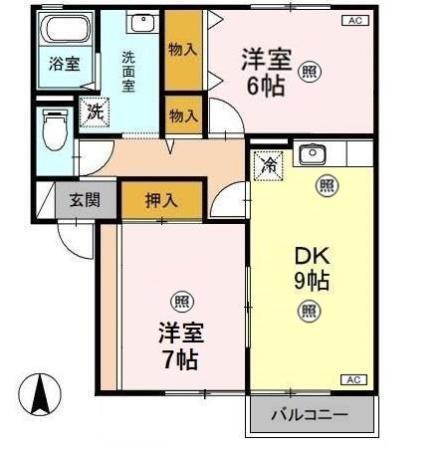 パークハイム(2DK/2階)の間取り写真