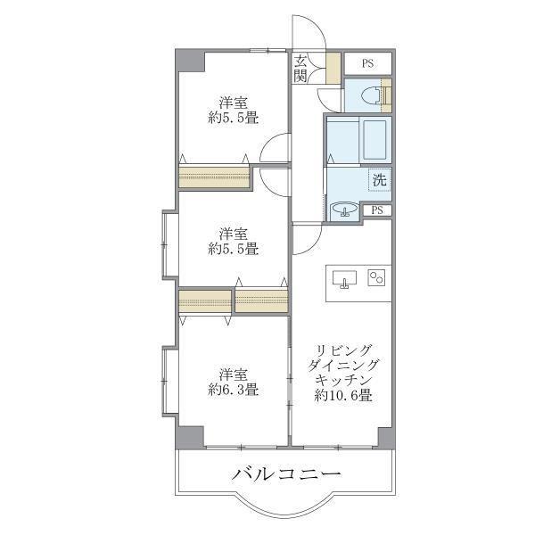 西船橋スクエアガーデン(3LDK/7階)の間取り写真