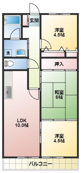 ボナールタカシ(3LDK/2階)の間取り写真