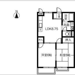 KS HOUSE C棟(2LDK/2階)の間取り写真