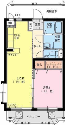 クローバー(1LDK/4階)の間取り写真