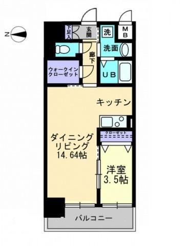 ソラノ瓦町(1LDK/8階)の間取り写真