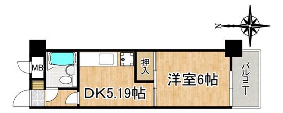 ダイアパレス大手町第2(1DK/3階)の間取り写真