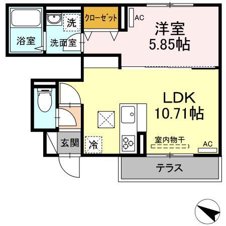 エクセリア北烏山ー北烏山1丁目-(2LDK/1階)の間取り写真