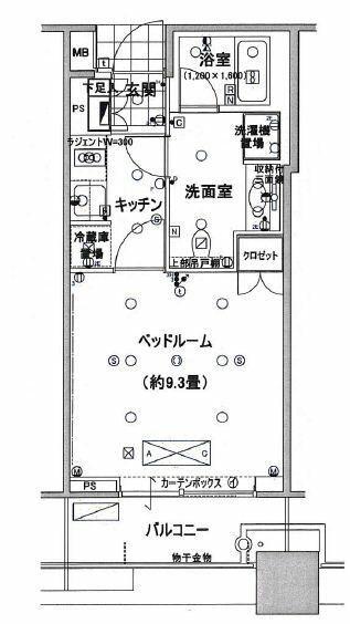 ステーションガーデンタワー(1K/12階)の間取り写真