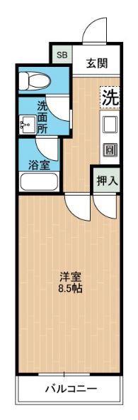 プランドール島崎(1K/2階)の間取り写真