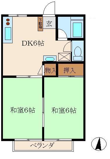 マリイベル(2DK/2階)の間取り写真