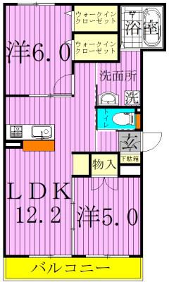 ファミーユI(2LDK/2階)の間取り写真