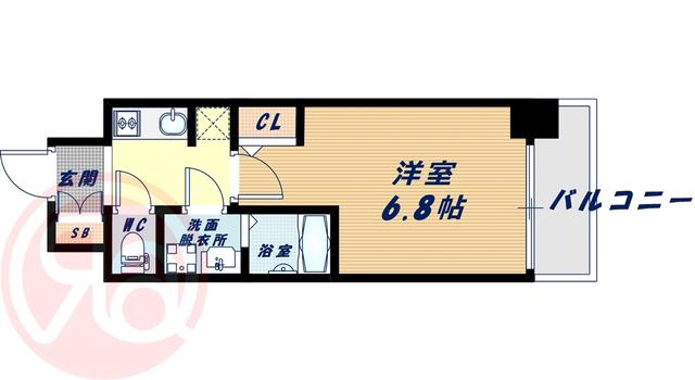 ジアコスモ江戸堀パークフロント(1K/10階)の間取り写真