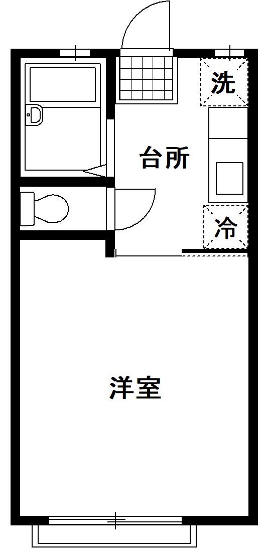 百合ハイム(1K/1階)の間取り写真