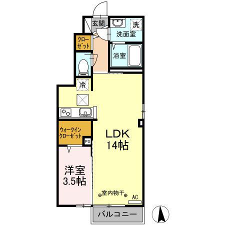 クレール月町(1LDK/1階)の間取り写真