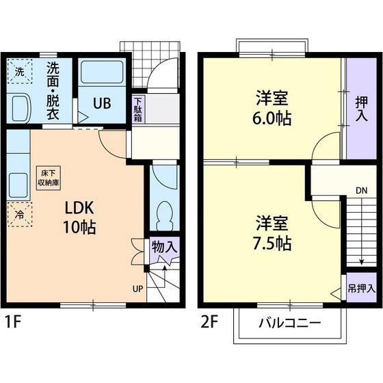VENT VERT(2LDK/1階)の間取り写真