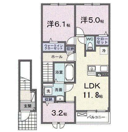 カーム エレガント(3LDK/2階)の間取り写真
