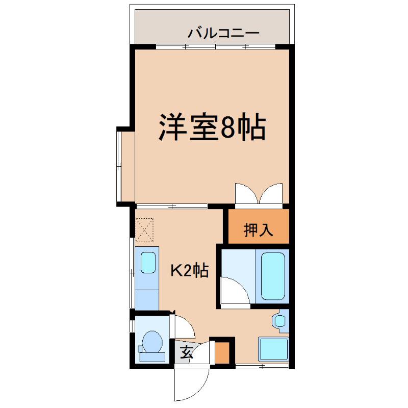 フェヴァリー白崎(1K/2階)の間取り写真