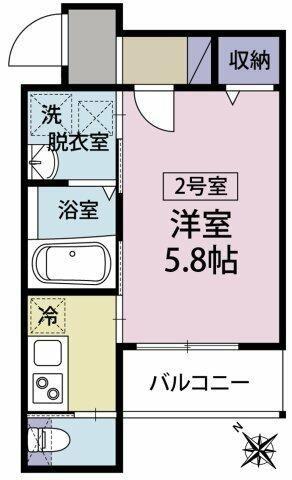 コージー淵野辺(1K/1階)の間取り写真